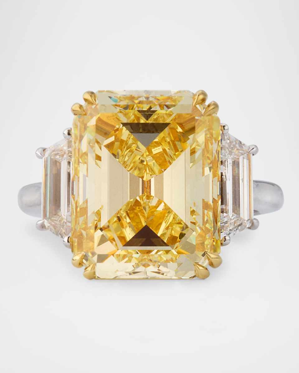 Platinum and 18K Yellow Gold Diamond Statement Ring, Size 6.5, 11.81tcw